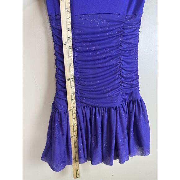 AMY BYER Girls Vintage Purple Swirl Sparkle Y2K Dress Juniors Size 14 Ruched - Picture 12 of 13